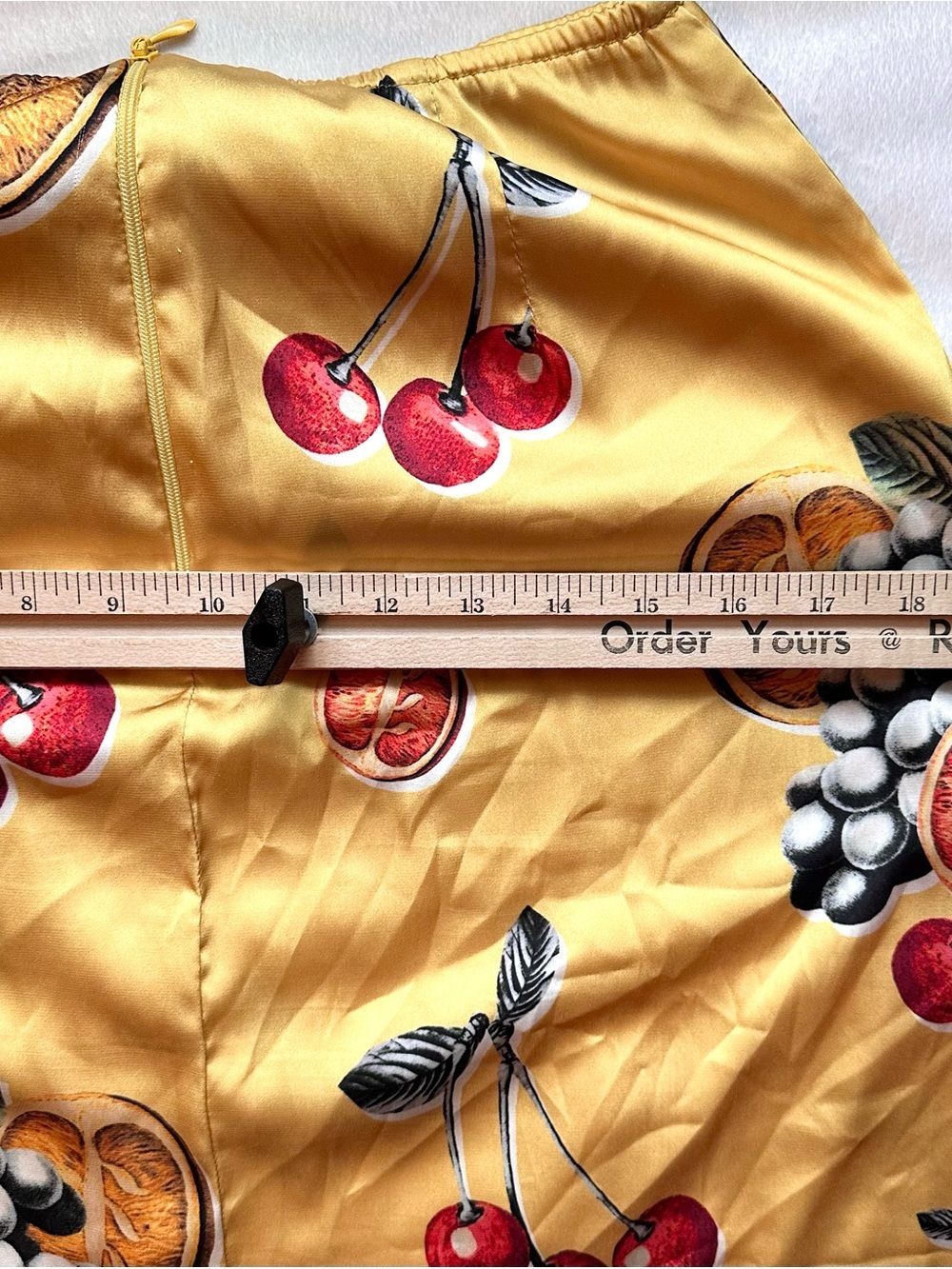 Show Me Your Mumu Anjolie Wrap Skirt in Fruit Basket S Yellow Red Cherry Citrus - Picture 4 of 7